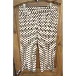 Chico's So Slimming Pants 2.5 Crop Geometric Print Pull On Stretch Navy Gold